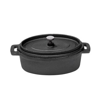 GusseisenTopf oval mit Deckel Dutch Oven - Perfekt für den kleinen Single Haushalt 17 x 11cm